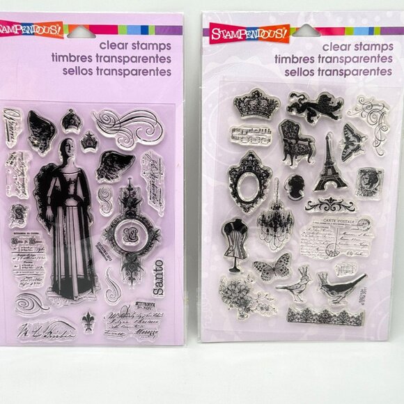 Stampendous Perfectly Clear Stamp 2 Sets Santos Angel & Parisian Charm Cling - Picture 1 of 14